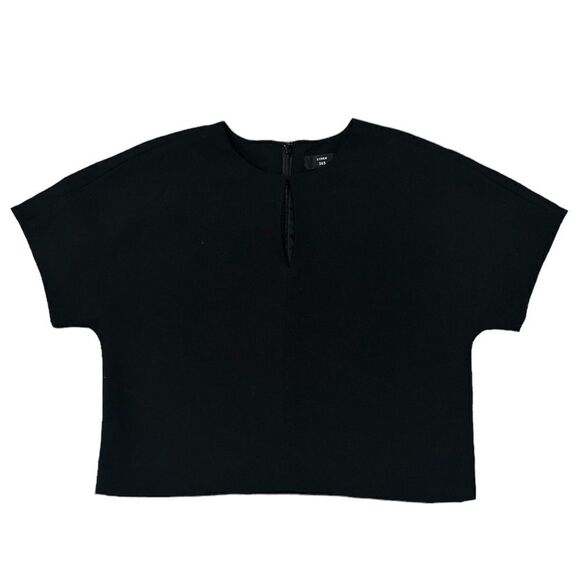 J. Crew Black Keyhole Short Sleeve Blouse - Picture 1 of 4